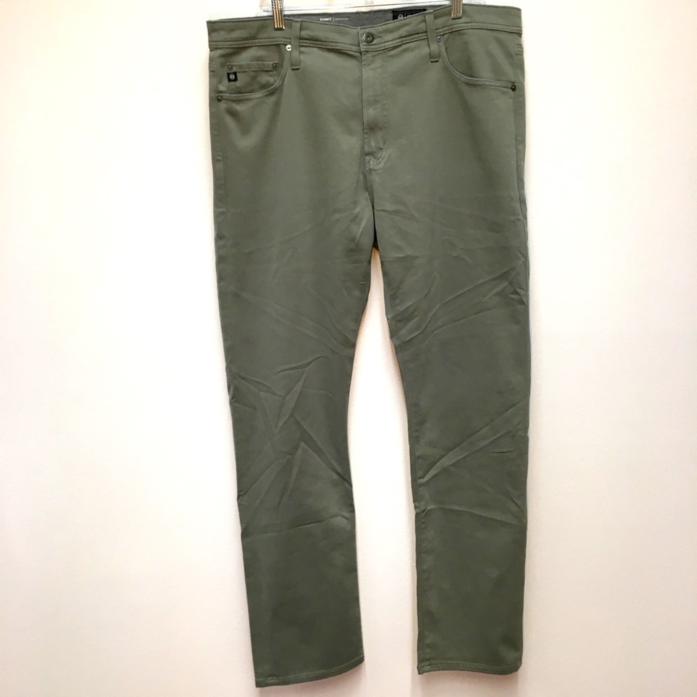 Ag Adriano Goldschmied The Everett Slim Straight Jean 38W X 32L Green Italian